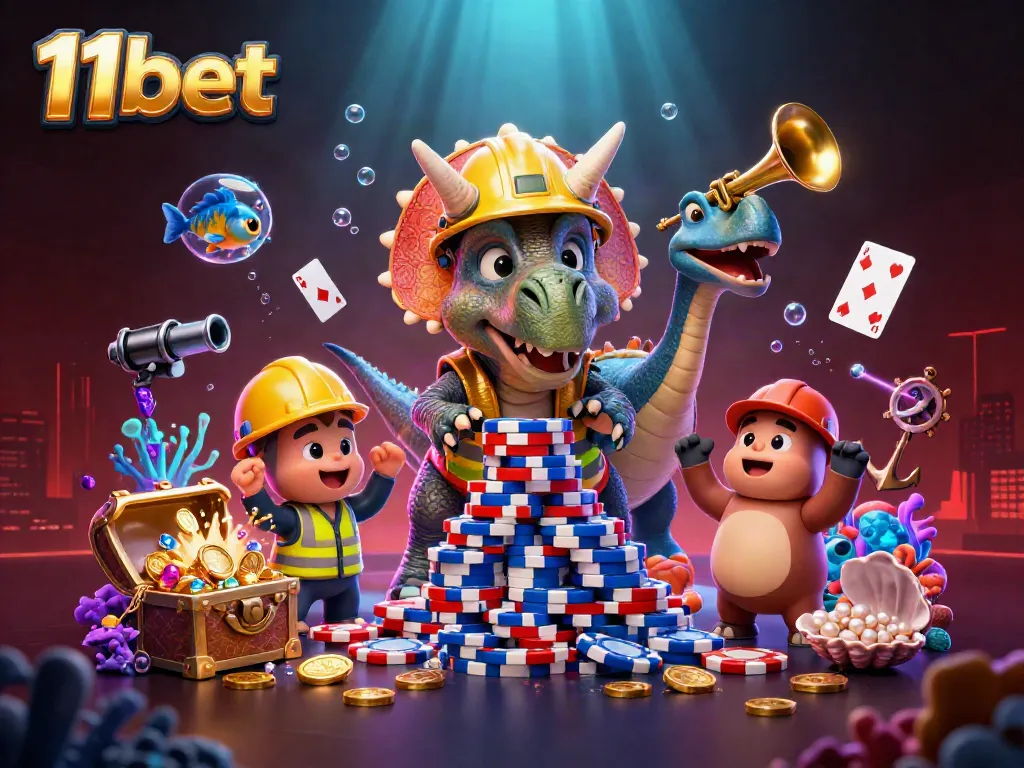Experience the vibrant world of 11bet with engaging gaming characters and dynamic casino elements.
