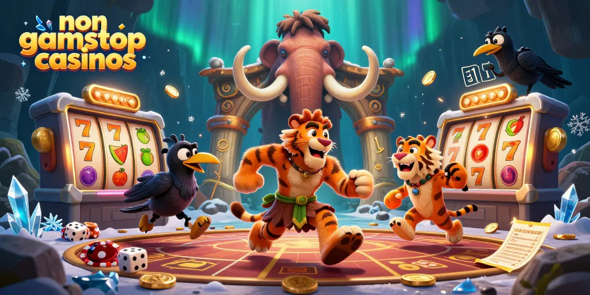 Experience thrilling non gamstop casinos with a vibrant 3D cave casino scene featuring dynamic characters and games.