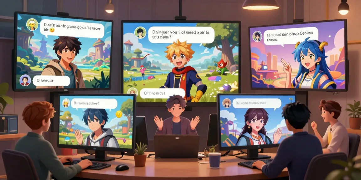 Engaging scene of free AI ecchi chat with diverse playful avatars in a colorful virtual setting.