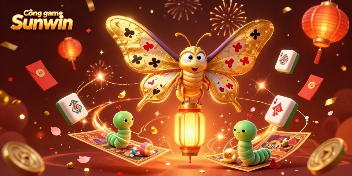 Cổng game Sunwin showcases a vibrant 3D illustration of an atlas moth amidst casino scenes, enhancing player excitement.